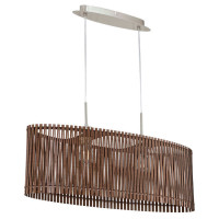 96201 Подвес SENDERO, 2х60W(E27), L775, B250, H1300, сталь, никель мат./дерево, темно-коричневый