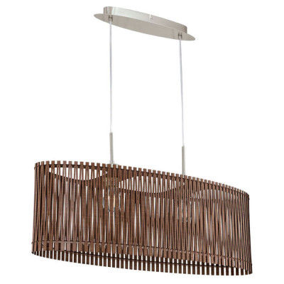 96201 Подвес SENDERO, 2х60W(E27), L775, B250, H1300, сталь, никель мат./дерево, темно-коричневый