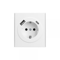 Розетка STRONG 1-ая с/з с/у з/ш 16А с USB A+C быстрой зарядки 5В/3А жемчуг KRANZ, KR-78-0704-4