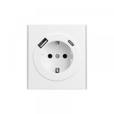Розетка STRONG 1-ая с/з с/у з/ш 16А с USB A+C быстрой зарядки 5В/3А жемчуг KRANZ, KR-78-0704-4