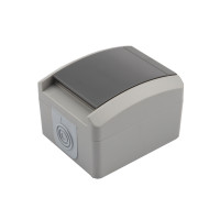 Розетка одноместная (керамика) INDUSTRIAL IP54 с/з, о/у, серая KRANZ, KR-78-0612