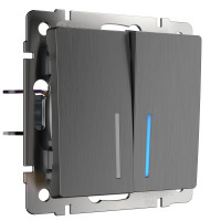 Werkel W1120104/ Выключатель двухклавишный с подсветкой (графит рифленый), a050747