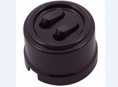 Bironi Выключатель 2-кл., пластик, цвет Коричневый (клавишный), B1-222-22