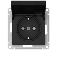 ATN001046S - ATLASDESIGN РОЗЕТКА с заземлением со шторками с крышкой,16А,IP20, мех.,быстрозажим. клем., КАРБОН, Systeme Electric