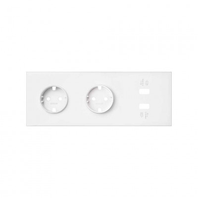 Simon 10020309-230 Кит 3 поста, фронт. Накладка на 2 розетки Schuko + 2 з/у USB SC цвета белый матовый S100