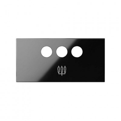 Simon 10001093-138 Накладка розетки 3RCA цвета черный глянец S100