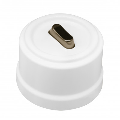 Bironi Выключатель 1-кл. проходной, пластик, цвет Белый, Бронза (клавишный), B1-221-21-B