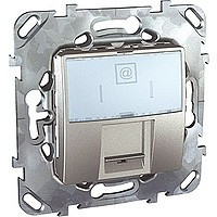 MGU5.421.30ZD - Unica top розетка компьют., rj45, одиноч., кат. 5е, с полем для надп., алюминий