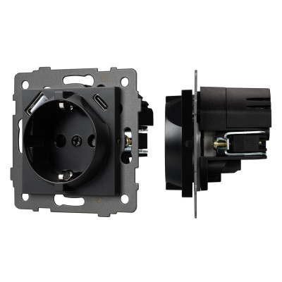 049830 - Механизм розетки с USB зарядкой SCT-MUAC-PL-BK-V (250V, 16A) (Arlight, -)