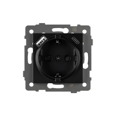 049830 - Механизм розетки с USB зарядкой SCT-MUAC-PL-BK-V (250V, 16A) (Arlight, -)