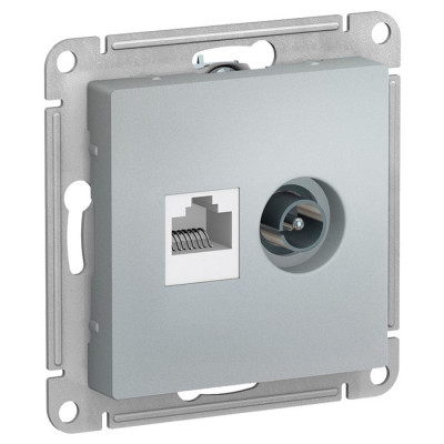 IRIDIUM Розетка TV + RJ45, Серебристый, M1502
