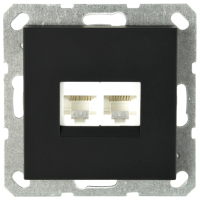 Интернет розекта 2х терминальная 6 категория, цвет черный матовый, G6108PB, Jasmart