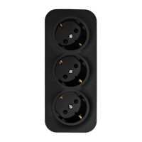 Розеточный блок тройной с заземлением - Legrand Quteo - с предварительным подключением со шторками IP20 16А 250В винтовые зажимы накладной монтаж - чёрный матовый, 782473 Розеточный блок тройной с заземлением - Legrand Quteo - с предварительным подключением со шторками IP20 16А 250В винтовые зажимы накладной монтаж - чёрный матовый, 782473