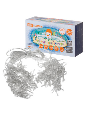 Гирлянда новогодняя "Занавес" 1,5х1,5 м, белый свет,  8 режимов, наружное использование, IP44, TDM Electric, SQ0361-0028