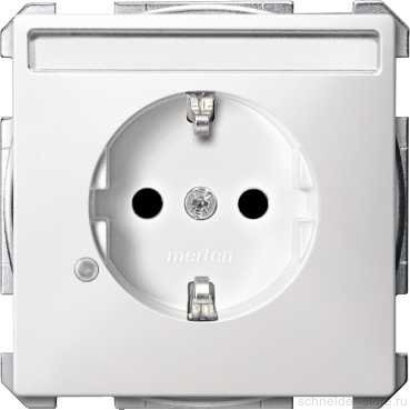 MERTEN МЕХАНИЗМ розетки 16А с з/к с/ шт. с полем д/надп. индик ПОЛ.БЕЛЫЙ, QF SD