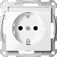 SM Розетка cо шторк. и полем для надписи 2К+З 16А 250В~, активно-бел.