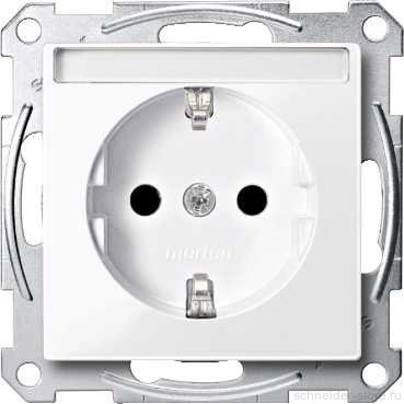 SM Розетка cо шторк. и полем для надписи 2К+З 16А 250В~, активно-бел.