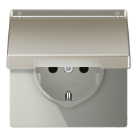 Штепсельная розетка SCHUKO 16A 250V~ с откидной крышкой и полем для надписи; благородная сталь, ES1520NAKL