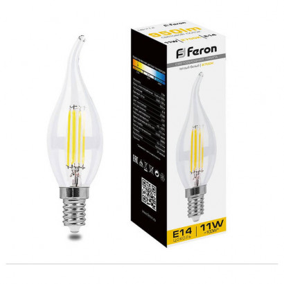 Лампа светодиодная, (11W) 230V E14 2700K прозрачная, LB-714, Feron 38010