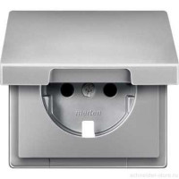 SD Накладка со шторк. и крышк. для розетки 2К+З 16А 250В~, алюм.