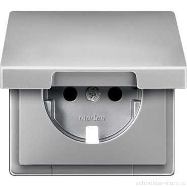 SD Накладка со шторк. и крышк. для розетки 2К+З 16А 250В~, алюм.