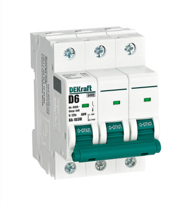 DEKraft Автоматический выключатель 3P 6А х-ка D 6кА ВА-103M