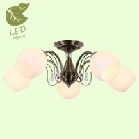 LUSSOLE ANAHEIM Люстра потолочная, цвет основания - бронзовый, плафон - стекло (цвет - белый), 5x6W E14, GRLSP-8072