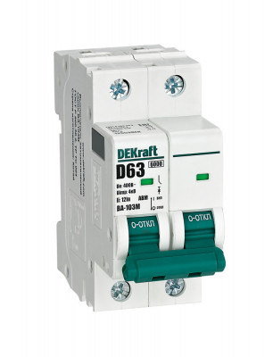 DEKraft Авт. выкл. без теплозащиты 2P 63А х-ка D 6кА ВА-103M