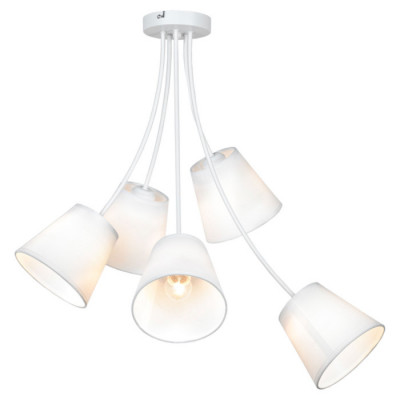 LUSSOLE LAFAYETTE Люстра потолочная, цвет основания - белый, плафон - ткань (цвет - белый), 5x40W E27, LSP-8267