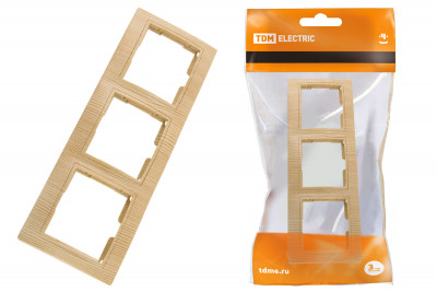 Рамка 3-х постовая горизонтальная "ЭКО" (сосна) "Таймыр" TDM Electric, SQ1814-0228
