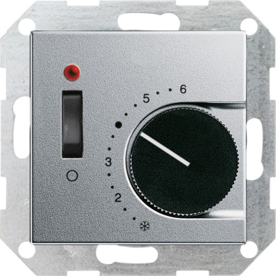 039226 Gira Терморегулятор с размыкающим контактом. выключателем и контрольной лампой