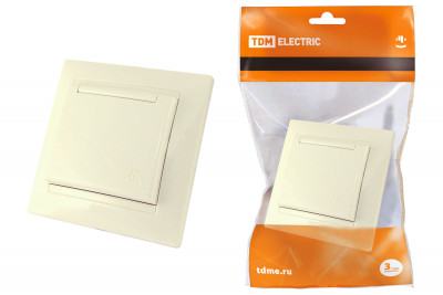 Розетка 2П+З 16А 250В с защ. шт. с крышкой сл. кость "Лама" TDM Electric, SQ1815-0114