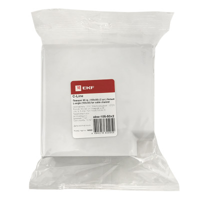 Поворот 90 гр, (105х50) (2 шт) белый EKF C-Line