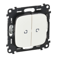 Legrand Valena ALLURE.Переключатель двухклавишный 10АХ 250В с подсветкой.С лицевой панелью.Белый, 752709