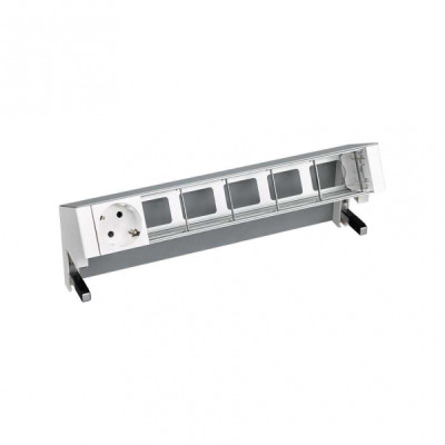 Simon 400 Алюминий Настольный розеточный блок, 1x2P+E, 5 пустых модулей, 42601000-133