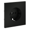 Накладка для розетки с заземлением и защитными шторками, S70 (черный матовый), VLS000708