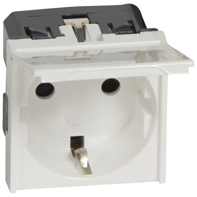 Legrand Розетка с крышкой 2К+З - с автоматическими клеммами - Программа Mosaic - 2 модуля - антибактериальная, 077219