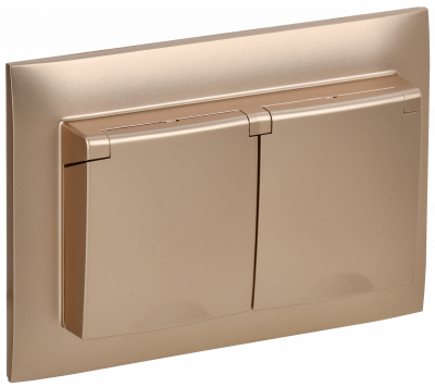 SKANDY Роз. 2-я с кр. 16А в сб IP44 SK-R12Sa песоч. IEK, SK-R26-16-44-K98-F