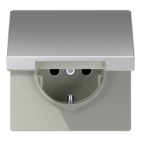 Штепсельная розетка SCHUKO 16A 250V~ с защитой от детей и откидной крышкой; алюминий, AL1520KIKL