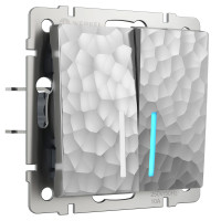 Werkel W1220106/ Выключатель двухклавишный с подсветкой (hammer серебряный), a052087