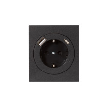 Розетка STRONG 1-ая с/з с/у з/ш 16А с USB A+C быстрой зарядки 5В/3А антрацит KRANZ, KR-78-0704-5