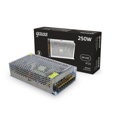 Блок питания Gauss 250W 24V IP20 1/36, 202002250