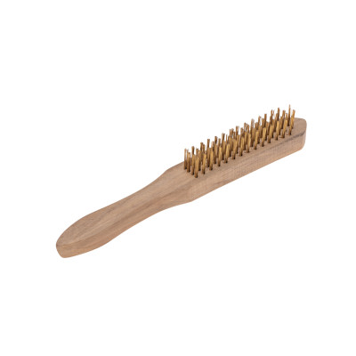 Щетка по металлу с деревянной ручкой, 4 ряда, 280мм KRANZ, KR-91-1257