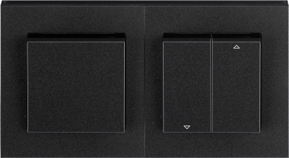 ABB Блок: Выключатель 1-клавишный + выключатель жалюзи, цвет антрацит - черный, серия Levit M