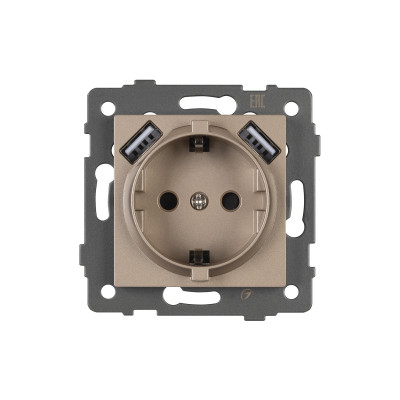 049832 - Механизм розетки с USB зарядкой SCT-MUAC-PL-GD-V (250V, 16A) (Arlight, -)