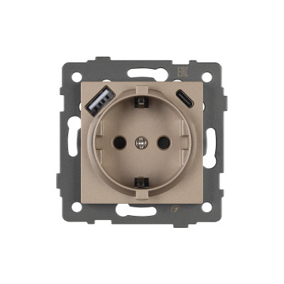 049832 - Механизм розетки с USB зарядкой SCT-MUAC-PL-GD-V (250V, 16A) (Arlight, -)