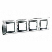 MGU66.008.210 - UNICA TOP РАМКА 4-постовая, горизонтальная, ГРАФИТ/ХРОМ ГЛЯНЦЕВЫЙ