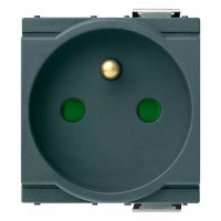 Vimar Розетка 2P+T 16A французский стандарт, на 2 модуля, серая, 17042