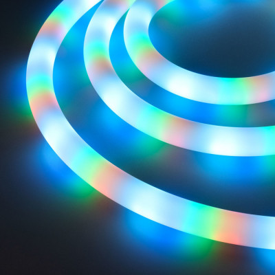 Светодиодная лента герметичная SPI-MOONLIGHT-TOP-F180-D25mm 12V RGB-PX2 360deg (20 W/m, IP65, 3535, 3m, wire x1) (Arlight, Прямой вывод кабеля), 037564