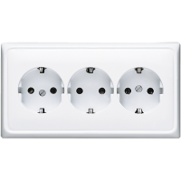 Розетка тройная с заземлением для кабельканалов; белая, CD523WW